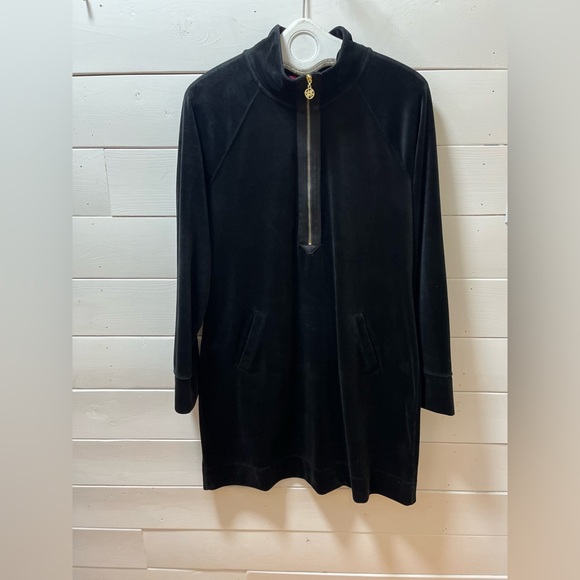 LILLY PULITZER Black Velour Half-Zip Dress XL - Picture 3 of 10